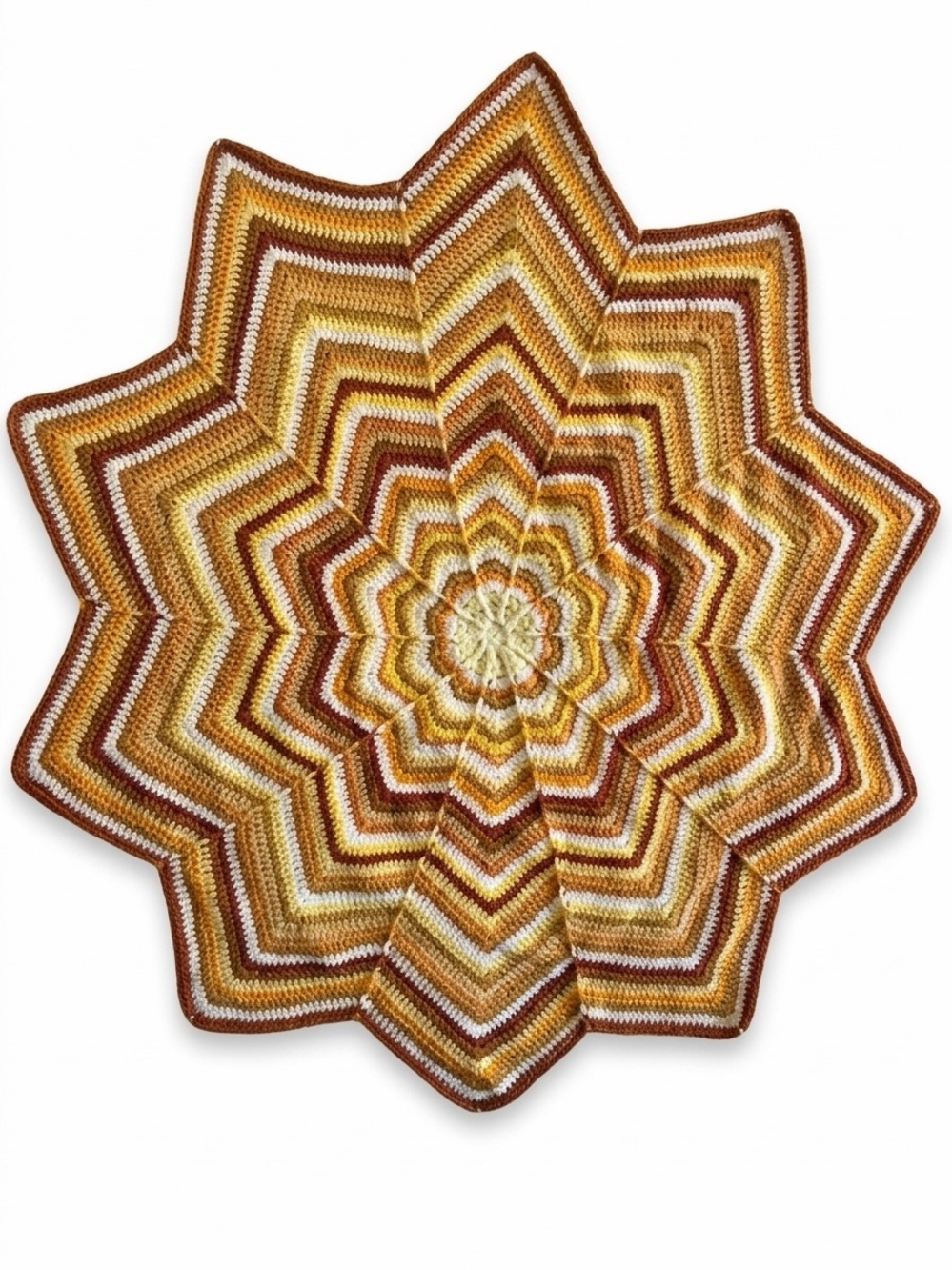 Handcrafted Starburst Crochet throw in Golden Brown